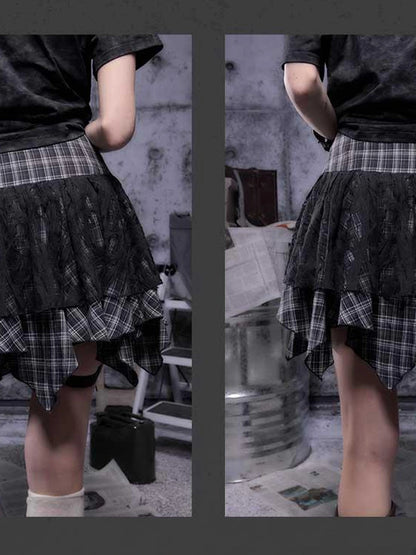 Gear Bite Mesh Lace Punk Mini Skirt