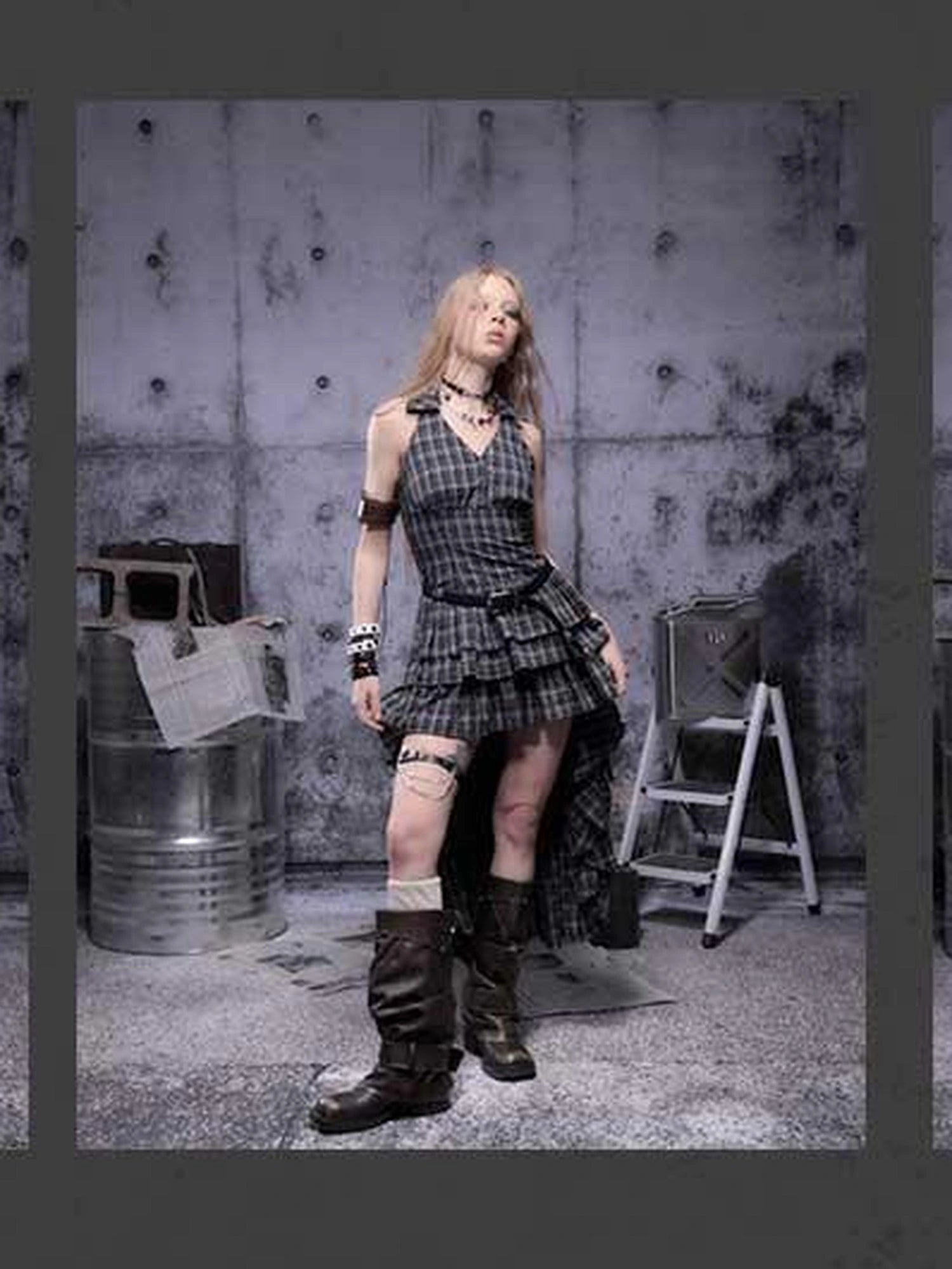 Gear Marked Asymmetrical Punk Neckholder Dress