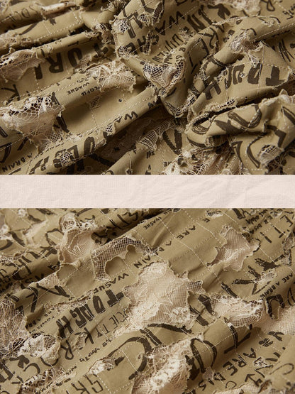 ALL iN plan Graffiti Print Distressed Lace A Line Women&