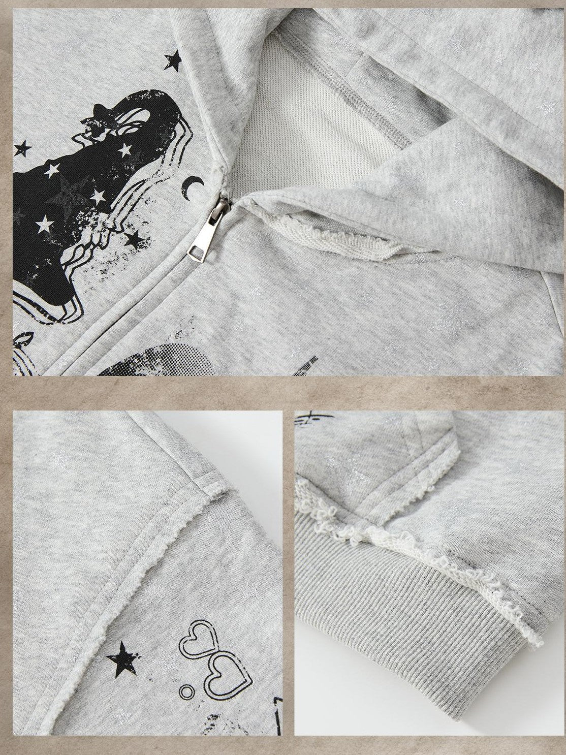 ALL iN plan Gray Detachable Hood Oversized Loose Women&