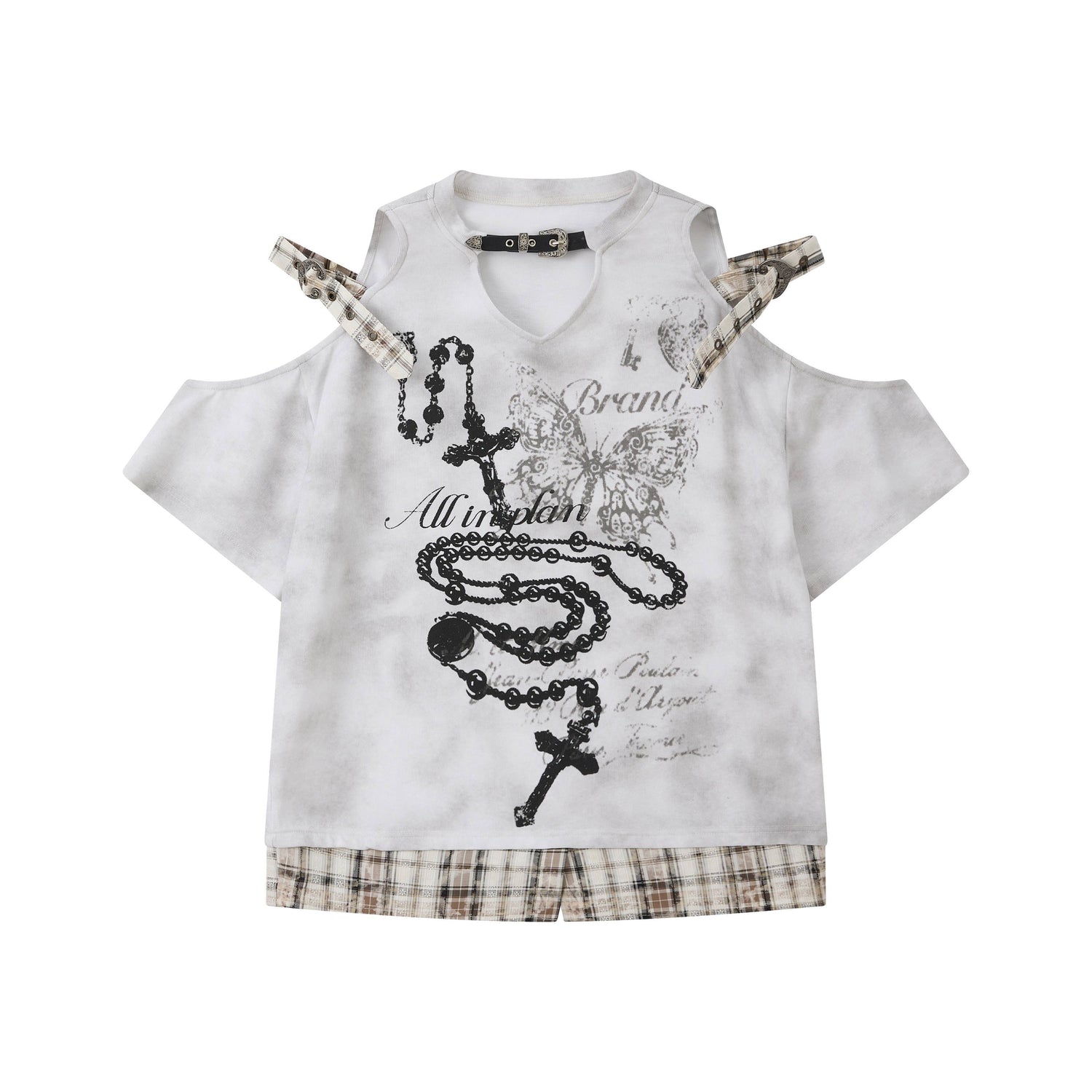 ALL_iN_plan_Gray_White_Off_Shoulder_Plaid_Patchwork_Women&