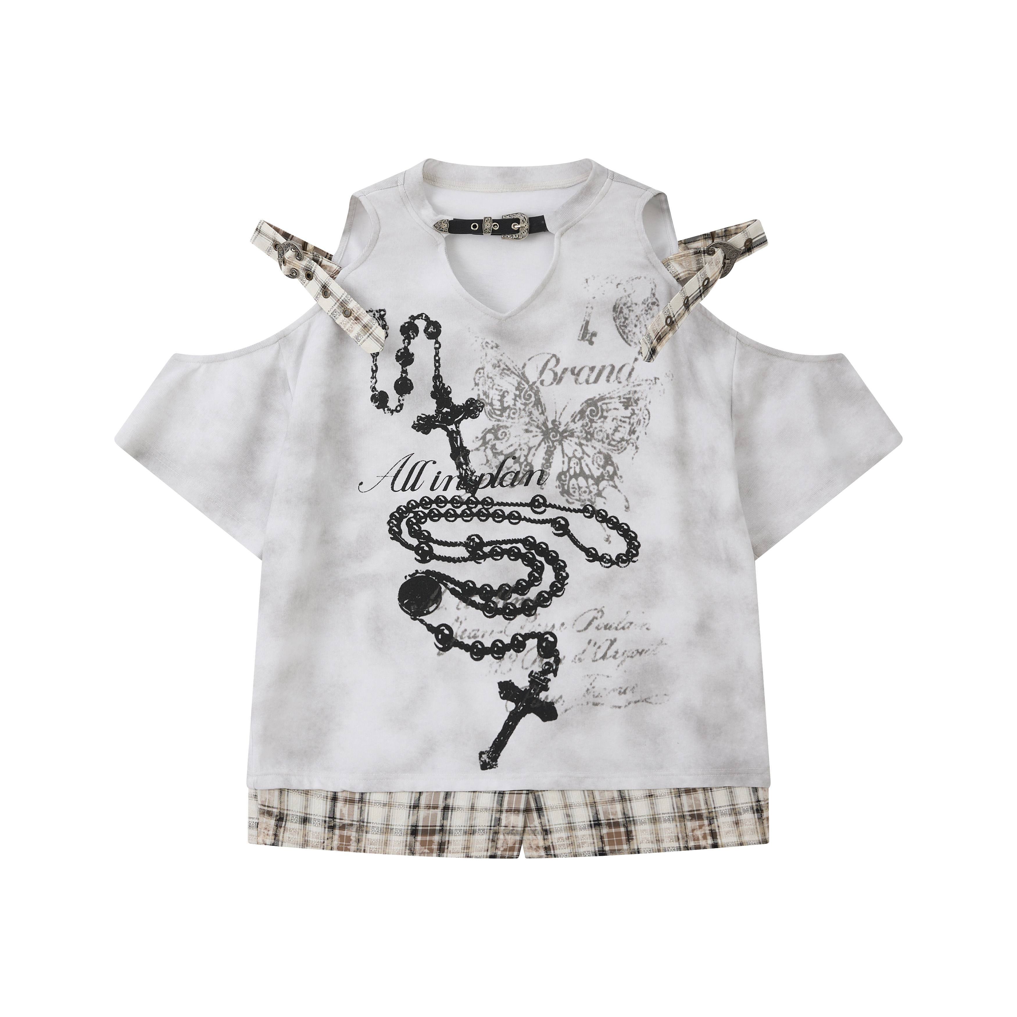 ALL_iN_plan_Gray_White_Off_Shoulder_Plaid_Patchwork_Women&