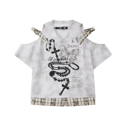 ALL_iN_plan_Gray_White_Off_Shoulder_Plaid_Patchwork_Women&