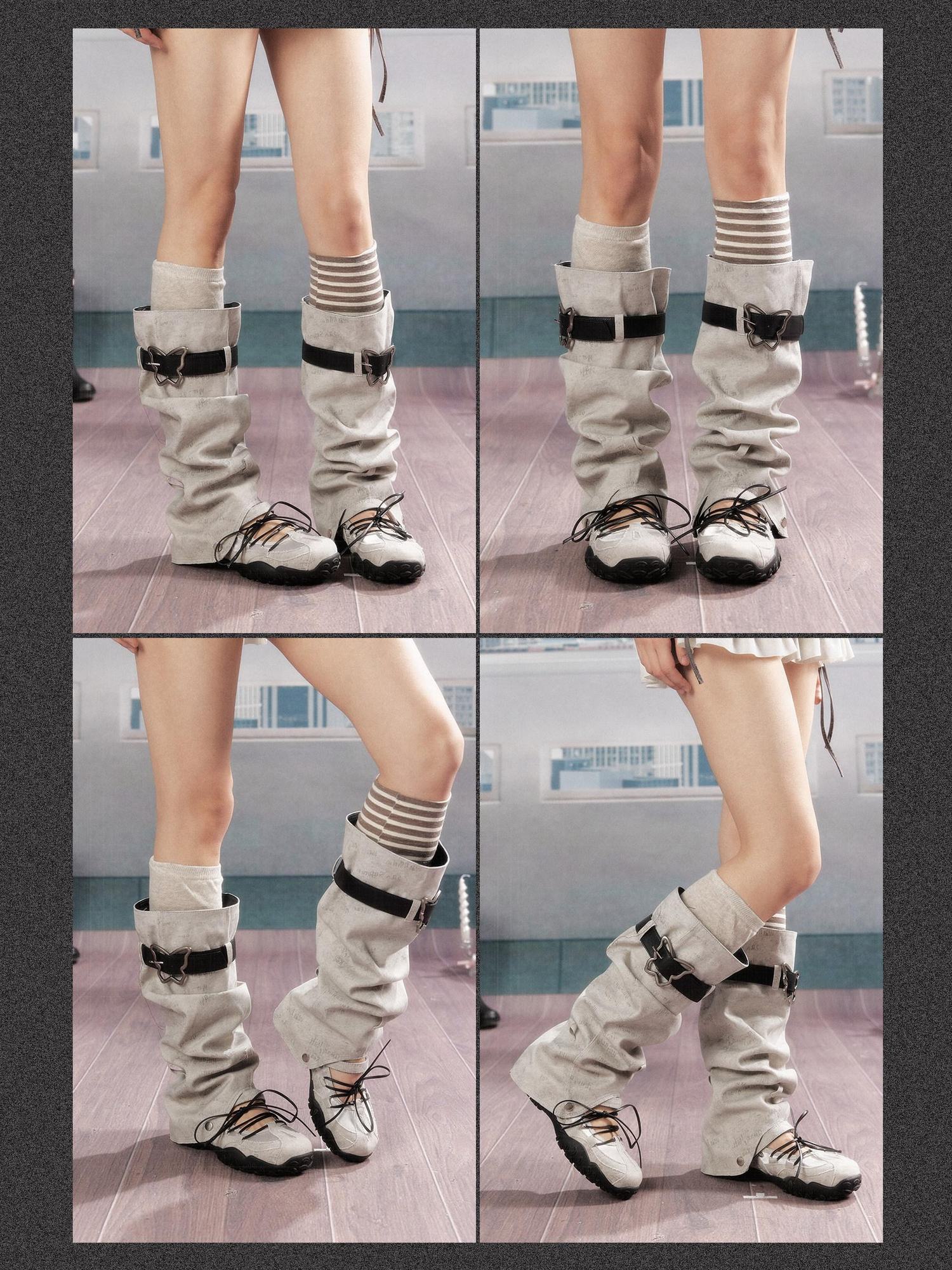ALL iN plan Height Increasing Lace Up High Top Round Toe Grey Women Pu Sole Boots