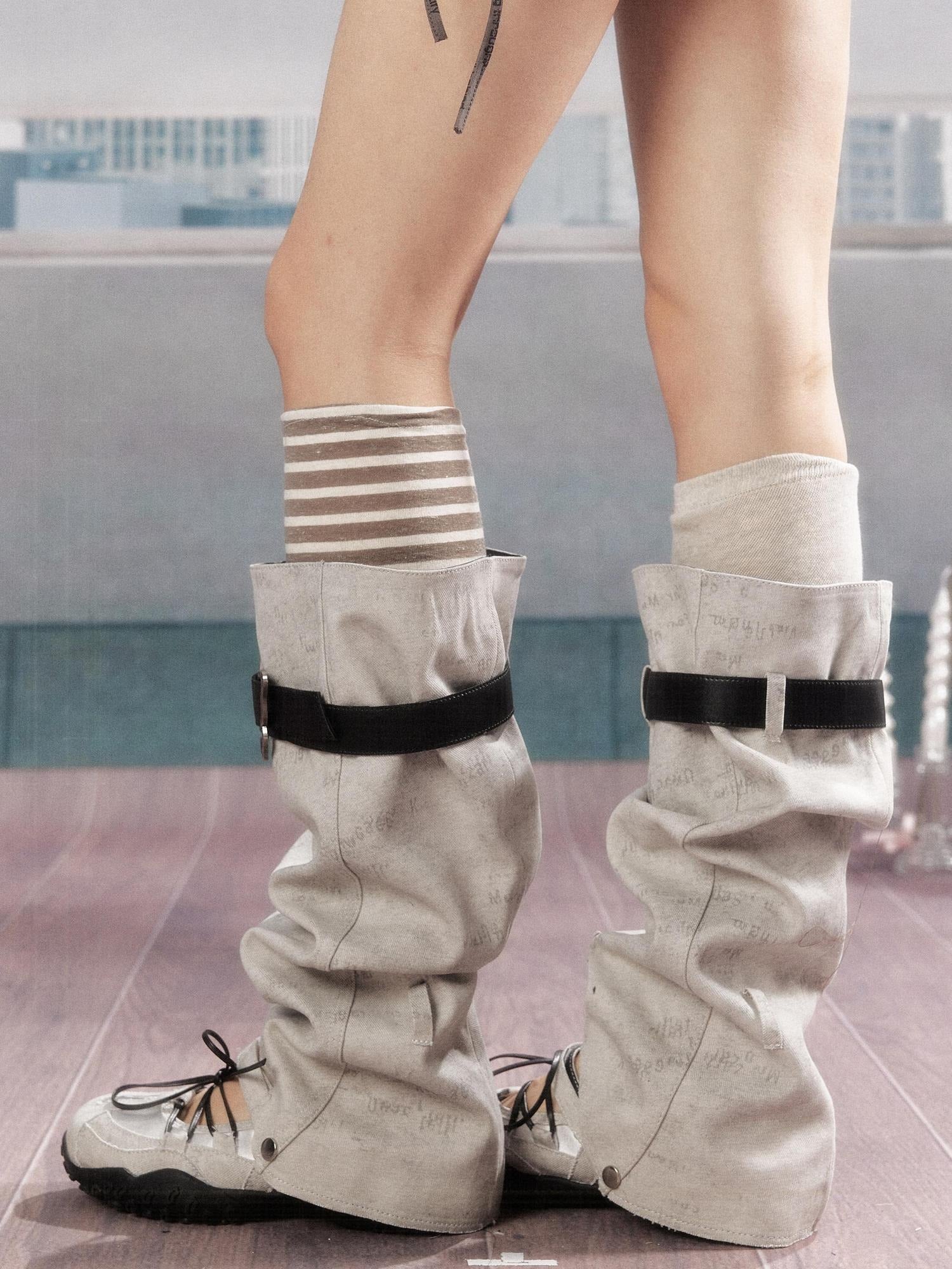 ALL iN plan Height Increasing Lace Up High Top Round Toe Grey Women Pu Sole Boots