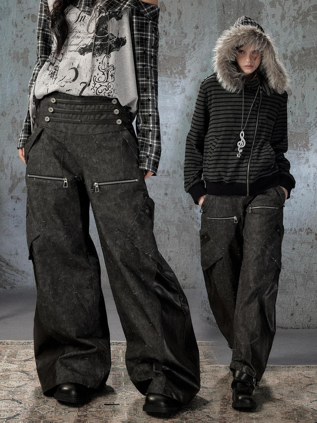 ALL iN plan High Waist Patchwork Distressed Black Women&