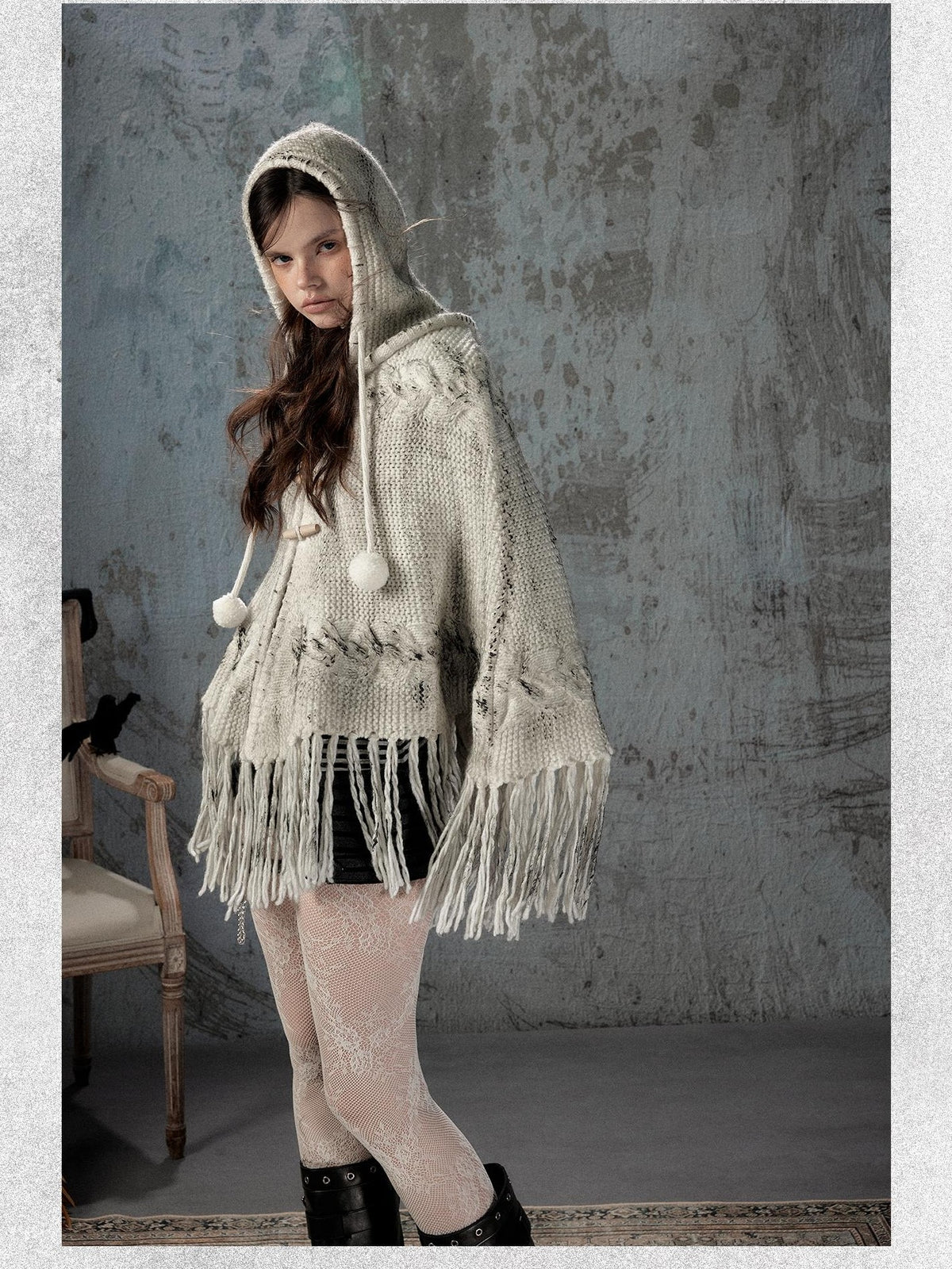 ALL iN plan Hooded Fringed Knit Women&