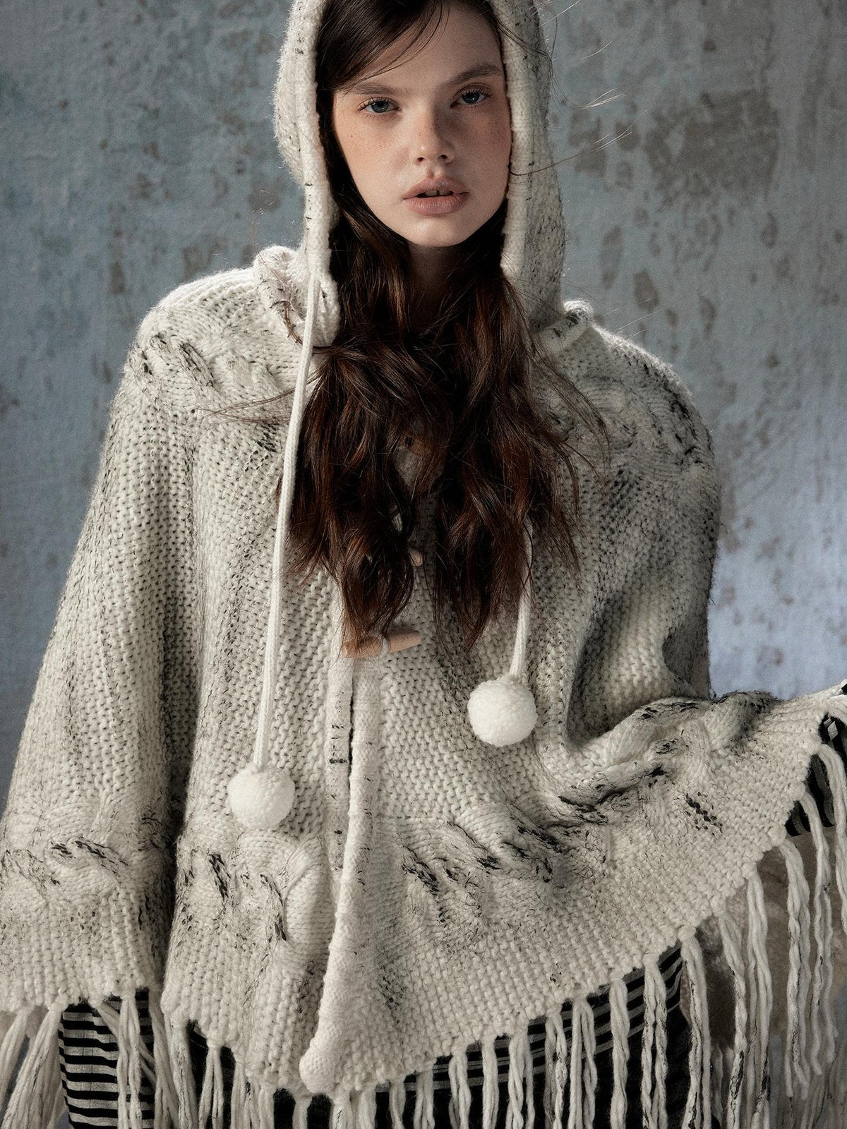 ALL iN plan Hooded Fringed Knit Women&