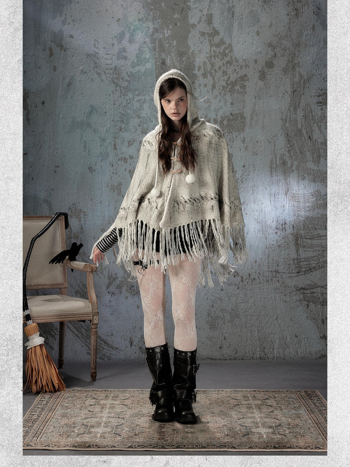 ALL iN plan Hooded Fringed Knit Women&