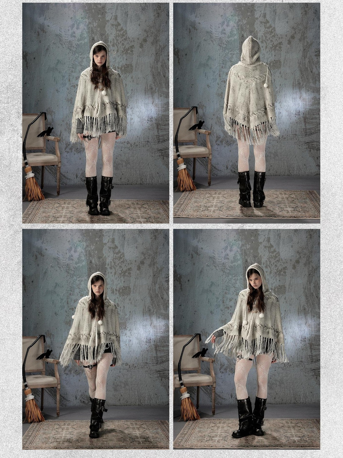 ALL iN plan Hooded Fringed Knit Women&