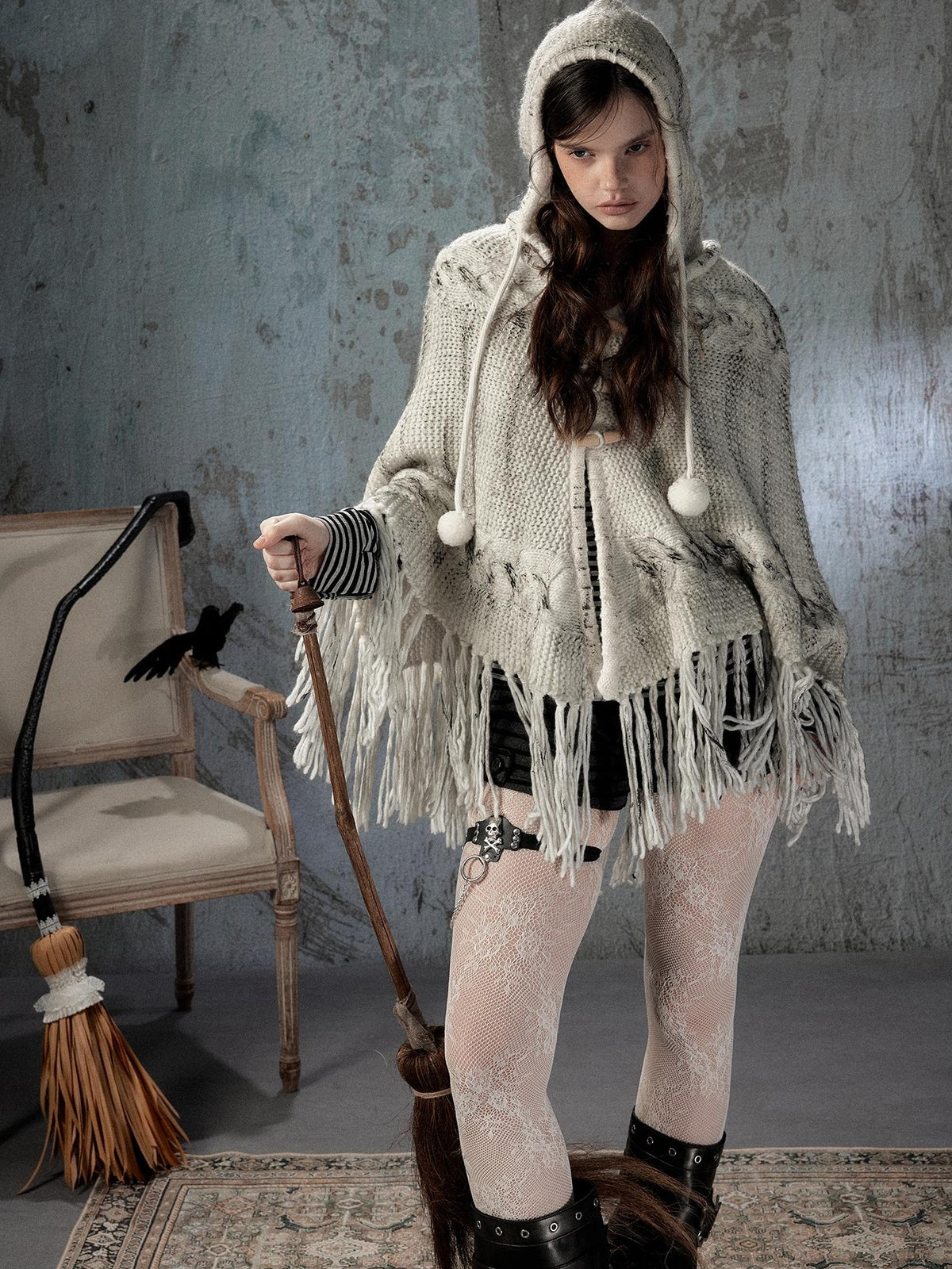 ALL iN plan Hooded Fringed Knit Women&