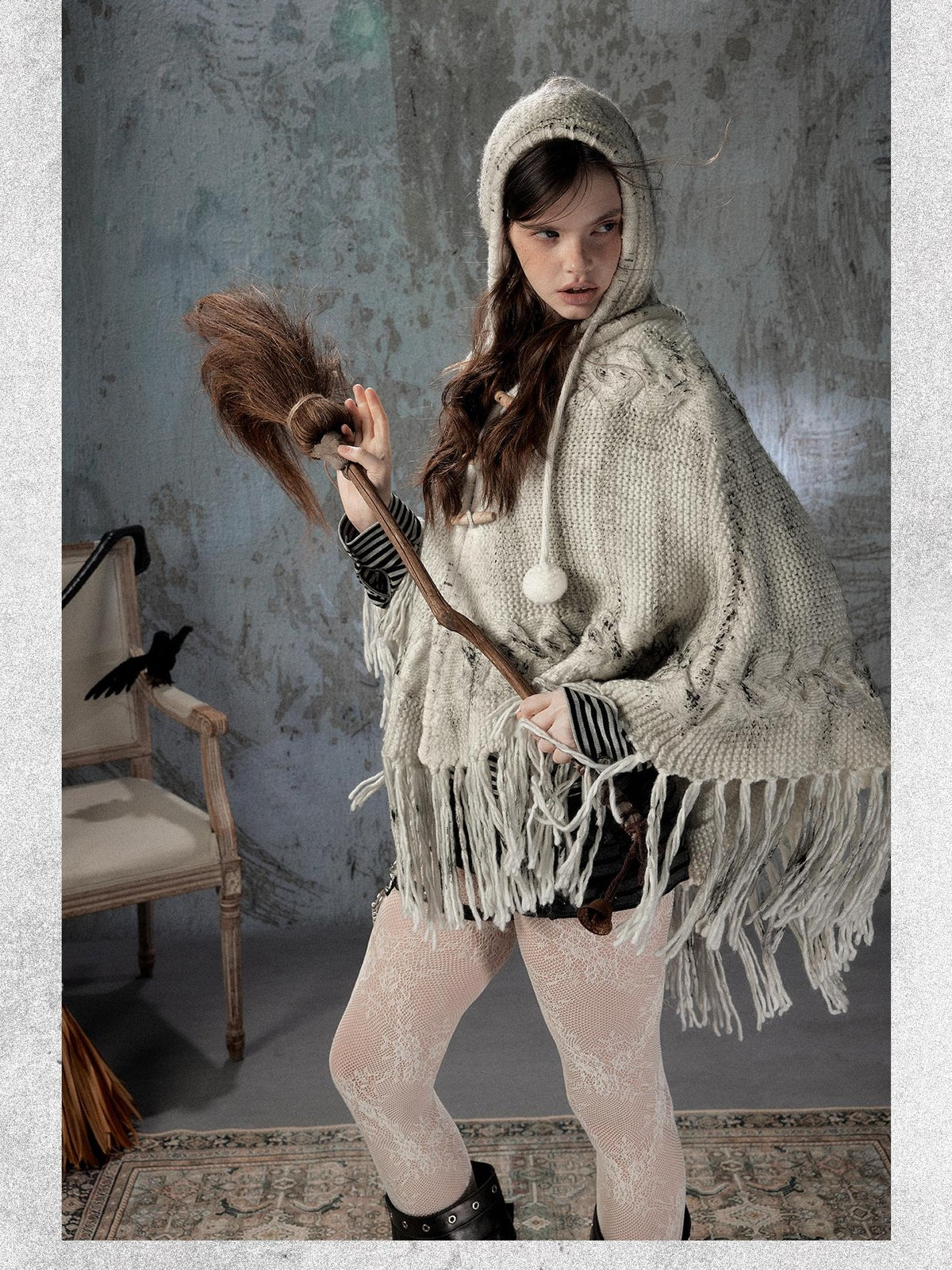 ALL iN plan Hooded Fringed Knit Women&