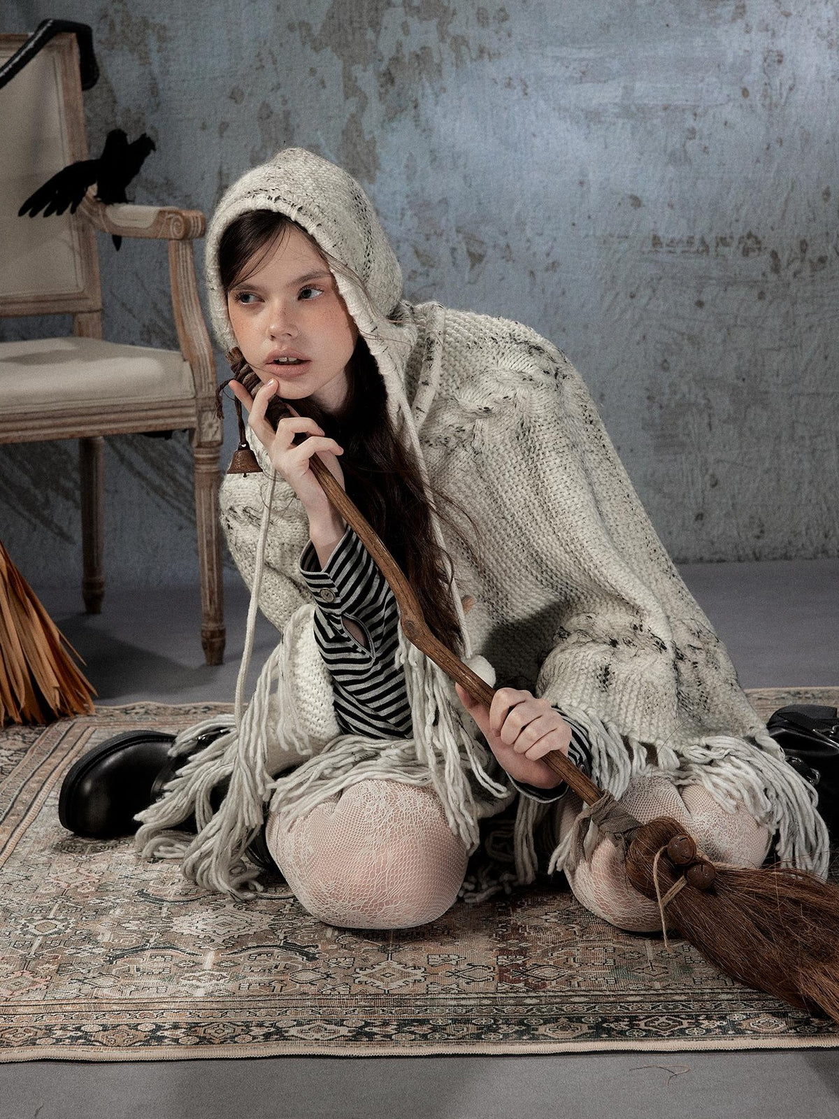 ALL iN plan Hooded Fringed Knit Women&
