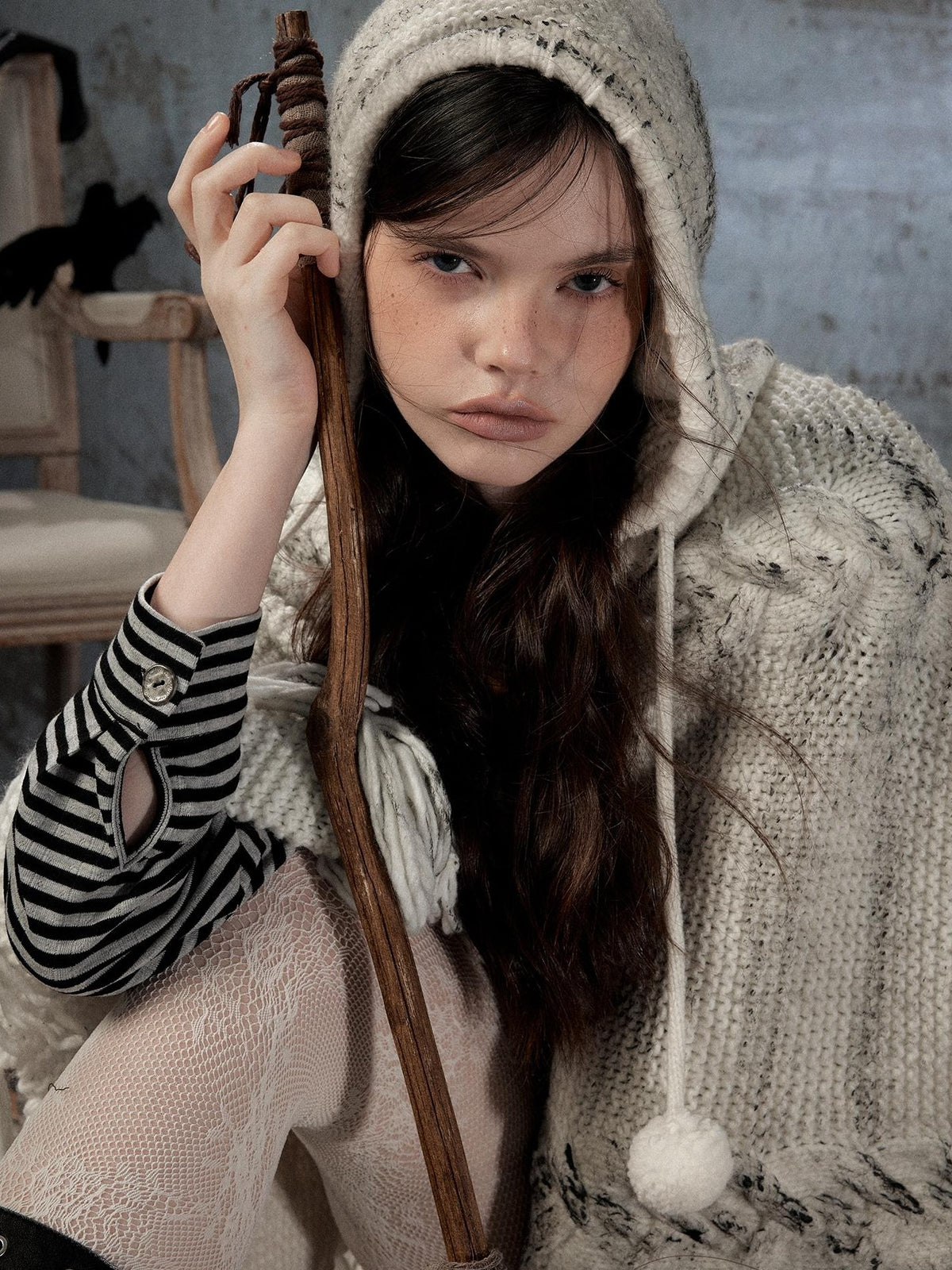 ALL iN plan Hooded Fringed Knit Women&