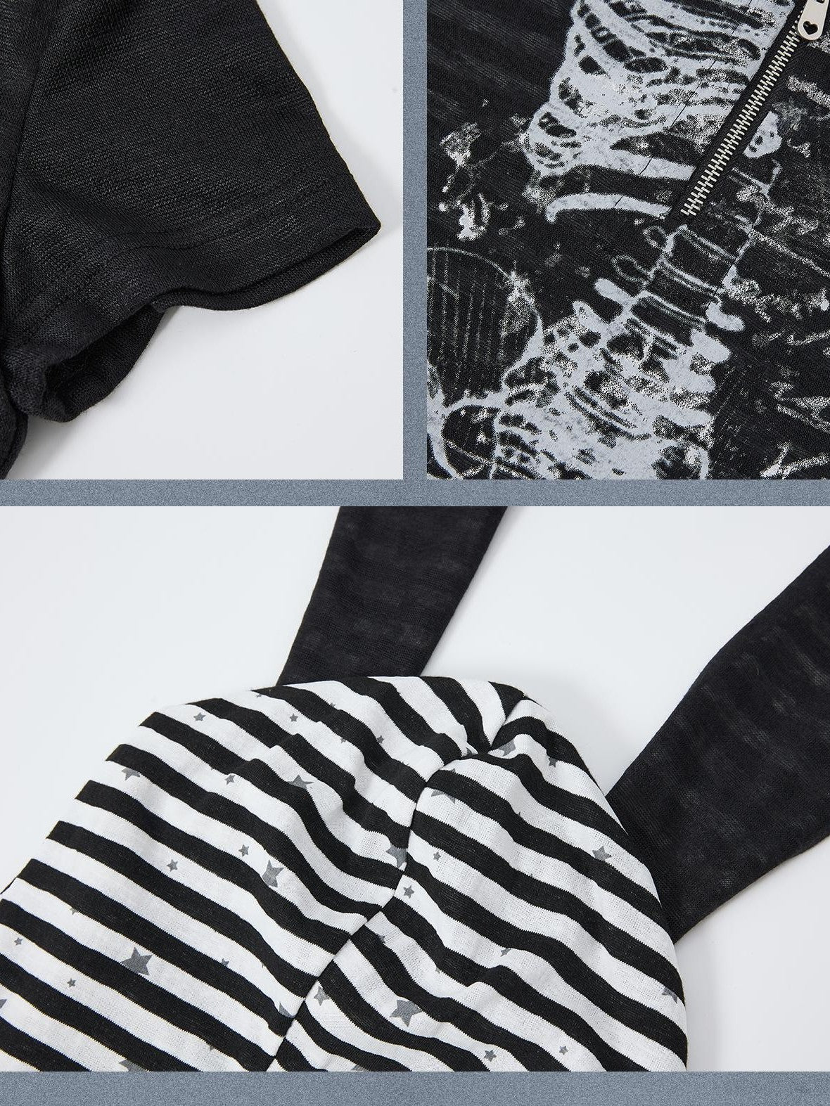 ALL iN plan Hooded Striped Splice Faux Layered Women&