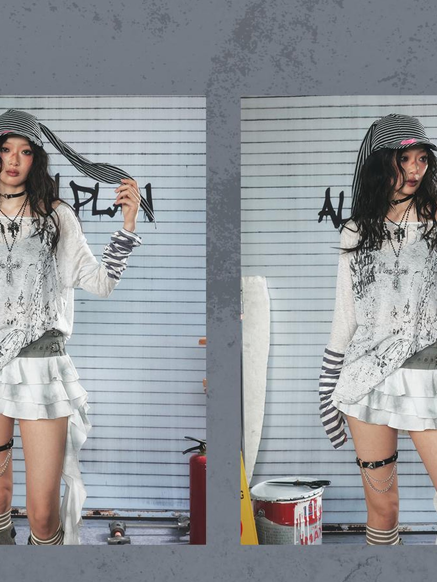 ALL iN plan Industrial Punk Ruffle Layered Mini Skirt