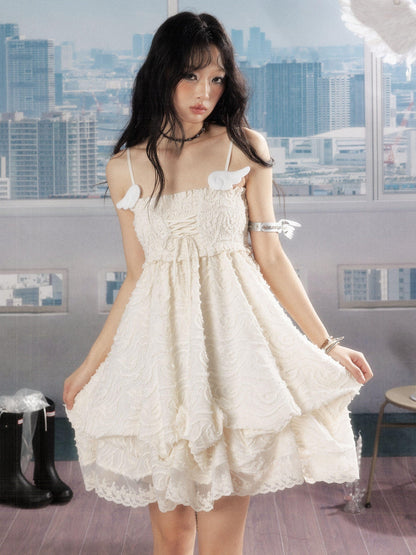 ALL iN plan Ivory Lace Panel Shirred Ruching Women&