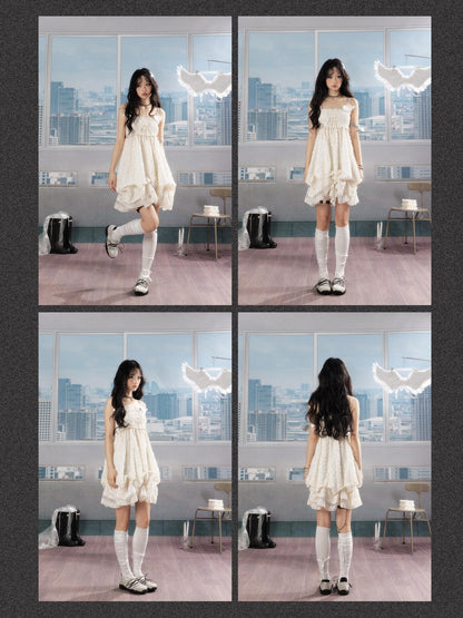 ALL iN plan Ivory Lace Panel Shirred Ruching Women&