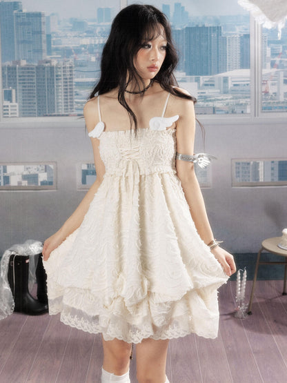 ALL iN plan Ivory Lace Panel Shirred Ruching Women&