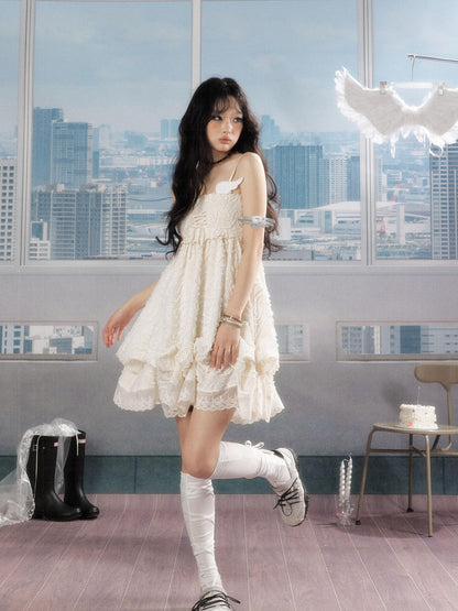 ALL iN plan Ivory Lace Panel Shirred Ruching Women&