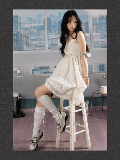 ALL iN plan Ivory Lace Panel Shirred Ruching Women&