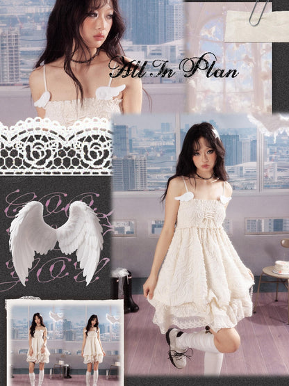 ALL iN plan Ivory Lace Panel Shirred Ruching Women&