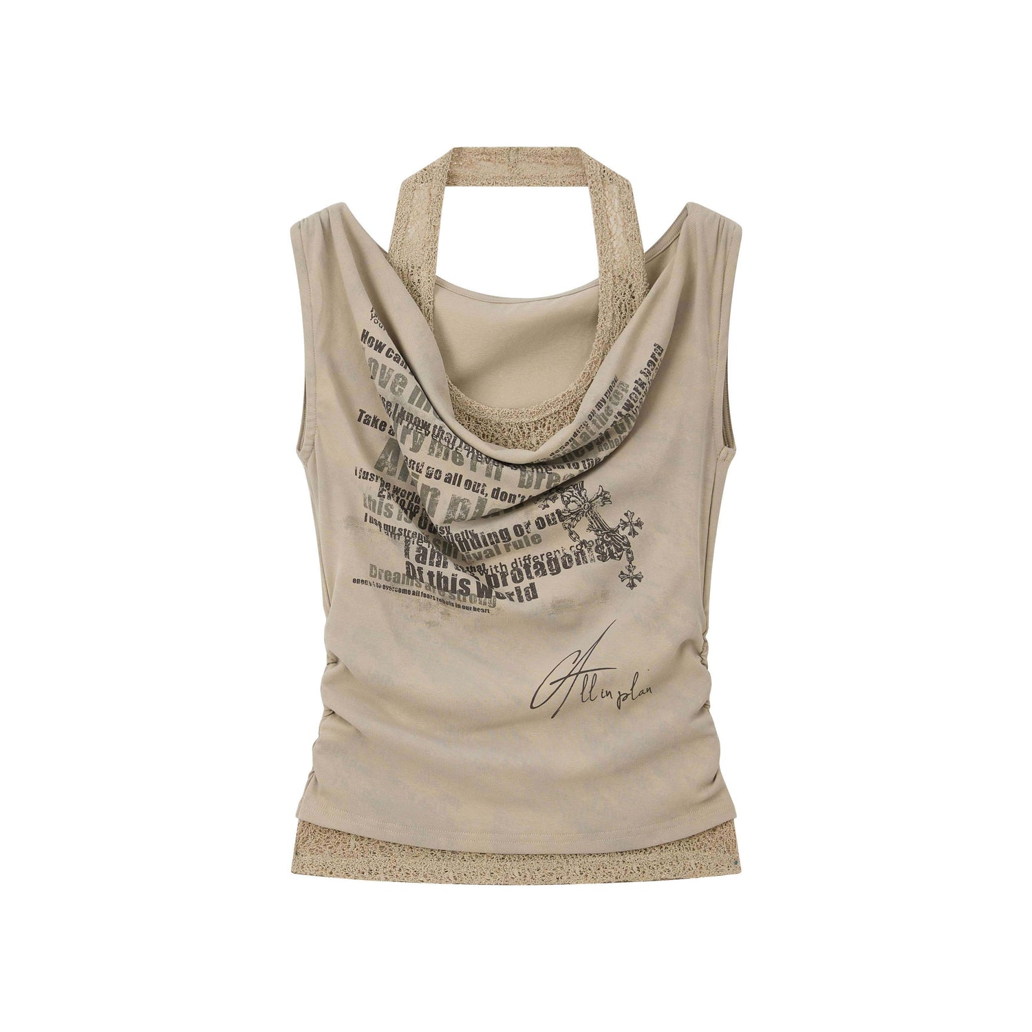 ALL_iN_plan_Khaki_One_Shoulder_Halter_Letter_Print_Women&