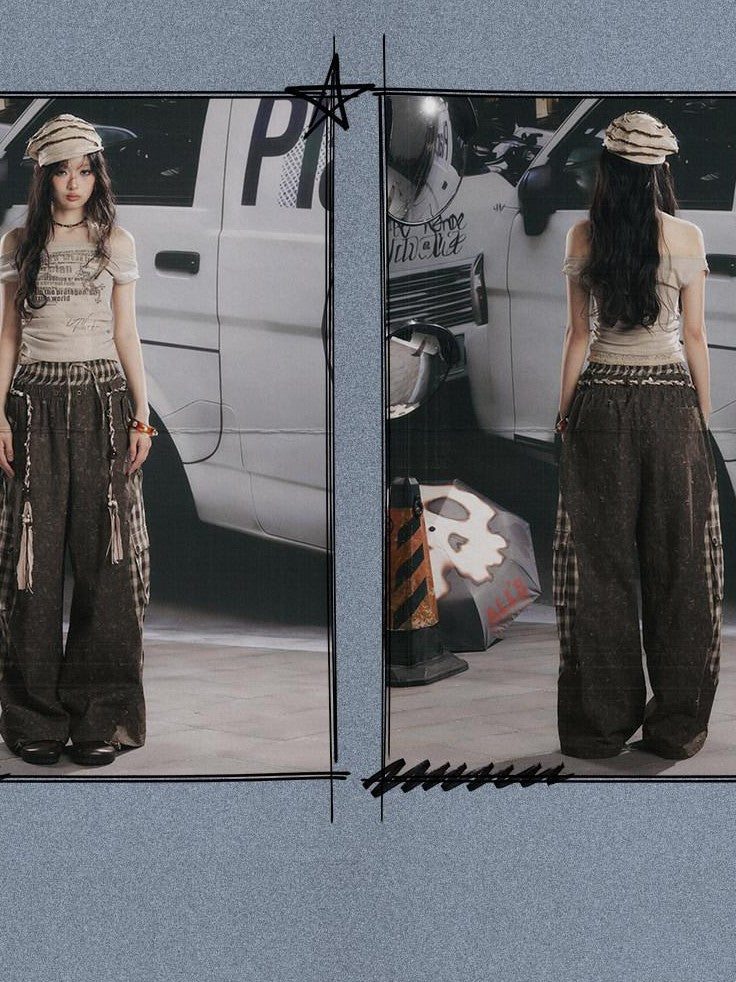 ALL iN plan Khaki One Shoulder Halter Letter Print Women&