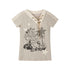 ALL_iN_plan_Khaki_V-neck_Drawstring_Letter_Print_Women&