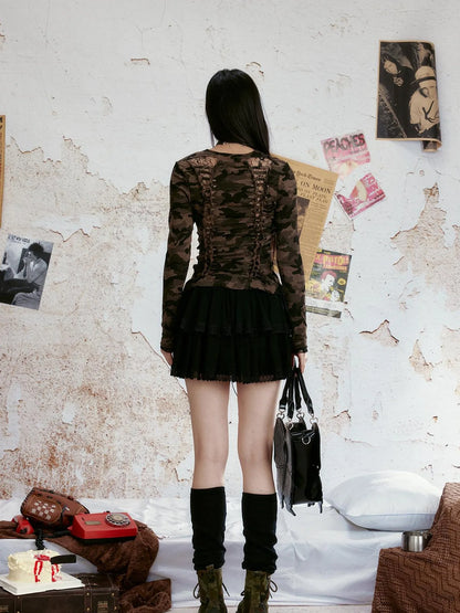 Lace Back Slimming Layered Top