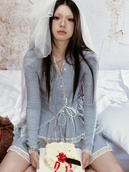 Lace Back Slimming Top With Detachable Layer