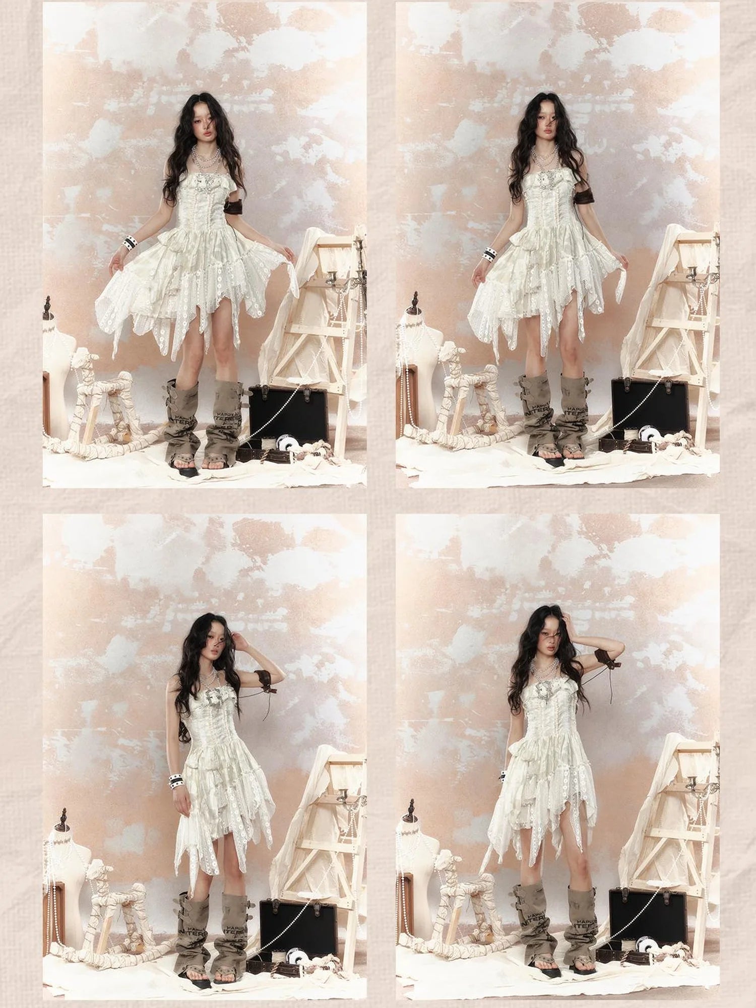 Lace Trimmed Asymmetrical Bustier Dress