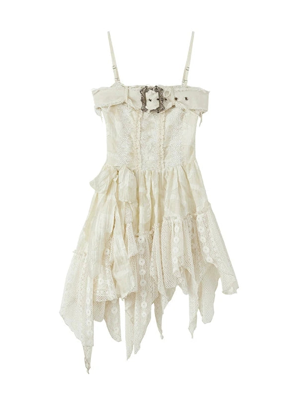 Lace Trimmed Asymmetrical Bustier Dress