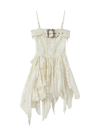 Lace Trimmed Asymmetrical Bustier Dress