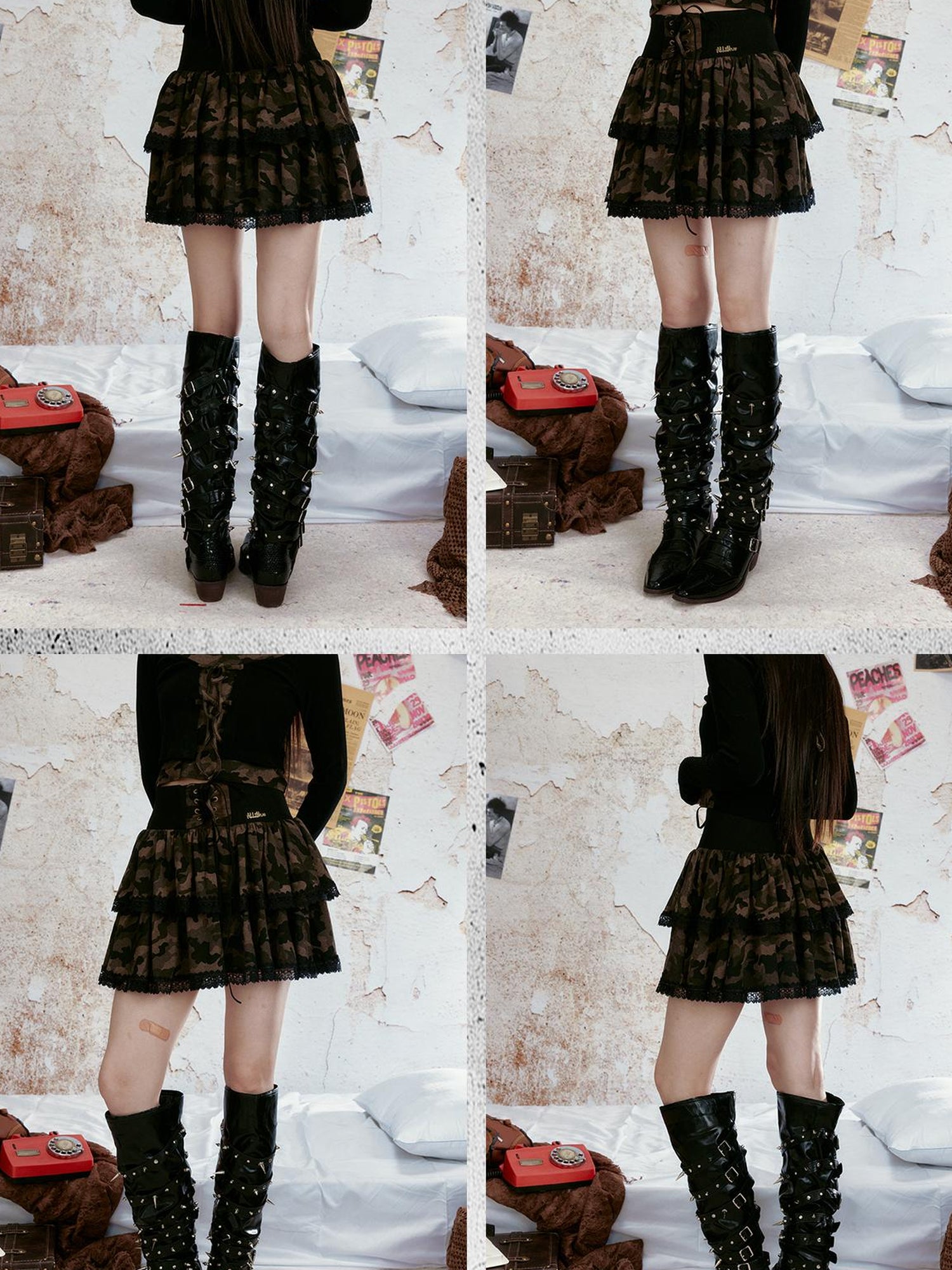 ALL iN plan Lace Trimmed Wide Waistband Flared Mini Skirt