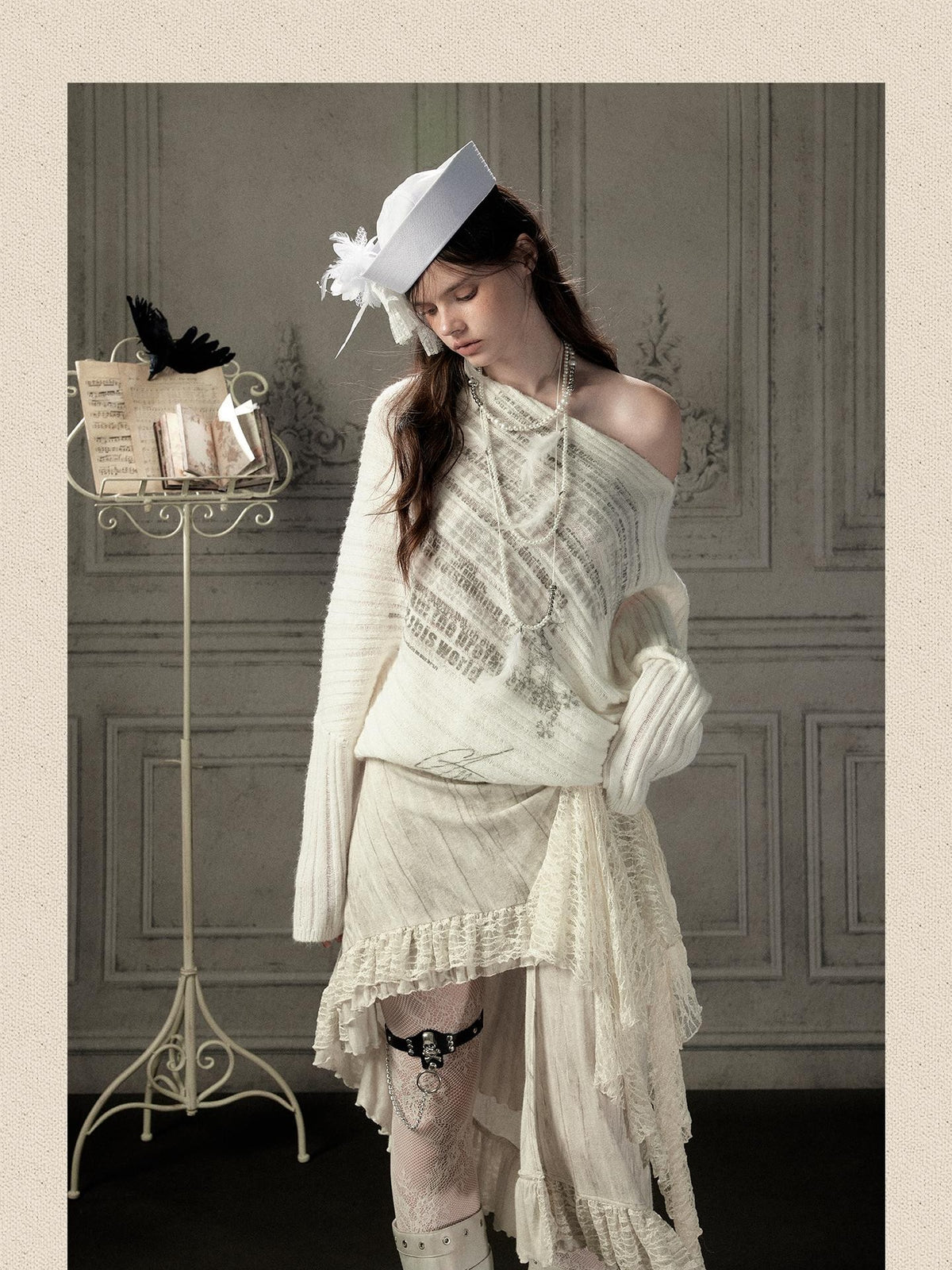 ALL iN plan Letter Print Batwing Sleeve Knit Women&