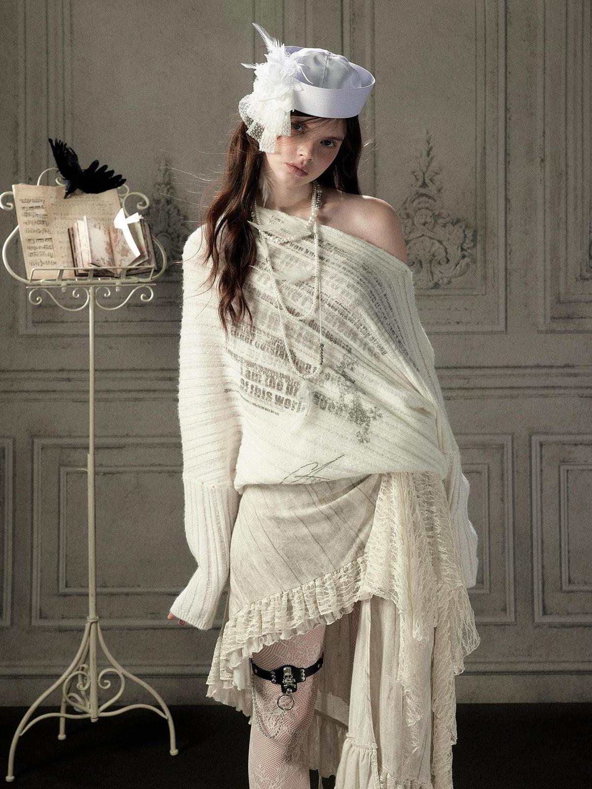 ALL iN plan Letter Print Batwing Sleeve Knit Women&