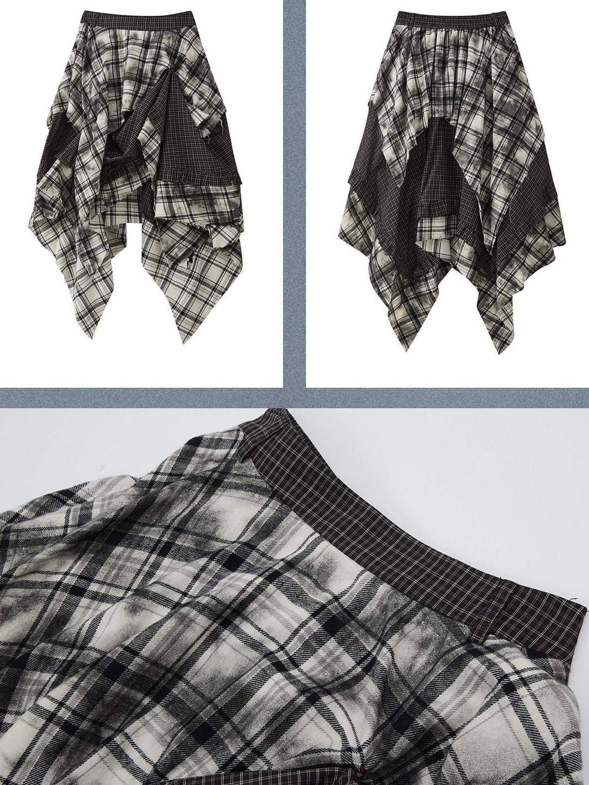 ALL iN plan Light Check Paneled Asymmetric High Waist Women&