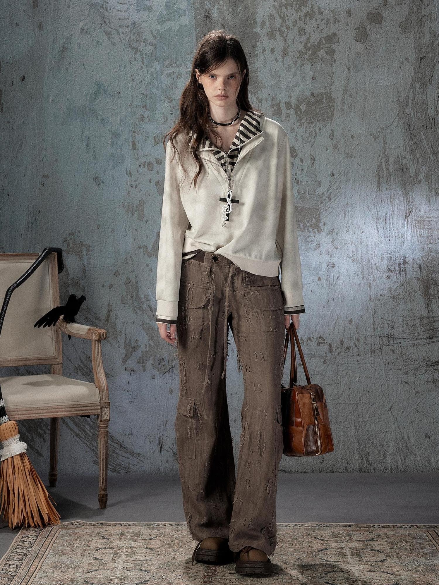 ALL iN plan Light Luxe Ripped Drawstring Mid Rise Women&