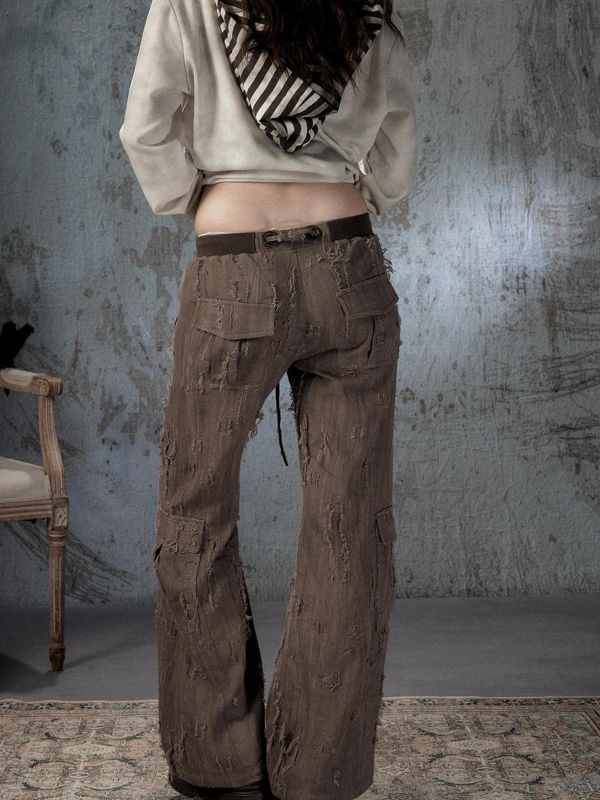 ALL iN plan Light Luxe Ripped Drawstring Mid Rise Women&