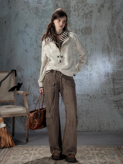ALL iN plan Light Luxe Ripped Drawstring Mid Rise Women&