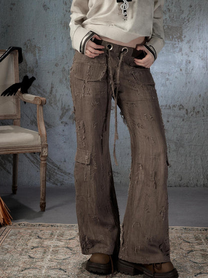 ALL iN plan Light Luxe Ripped Drawstring Mid Rise Women&