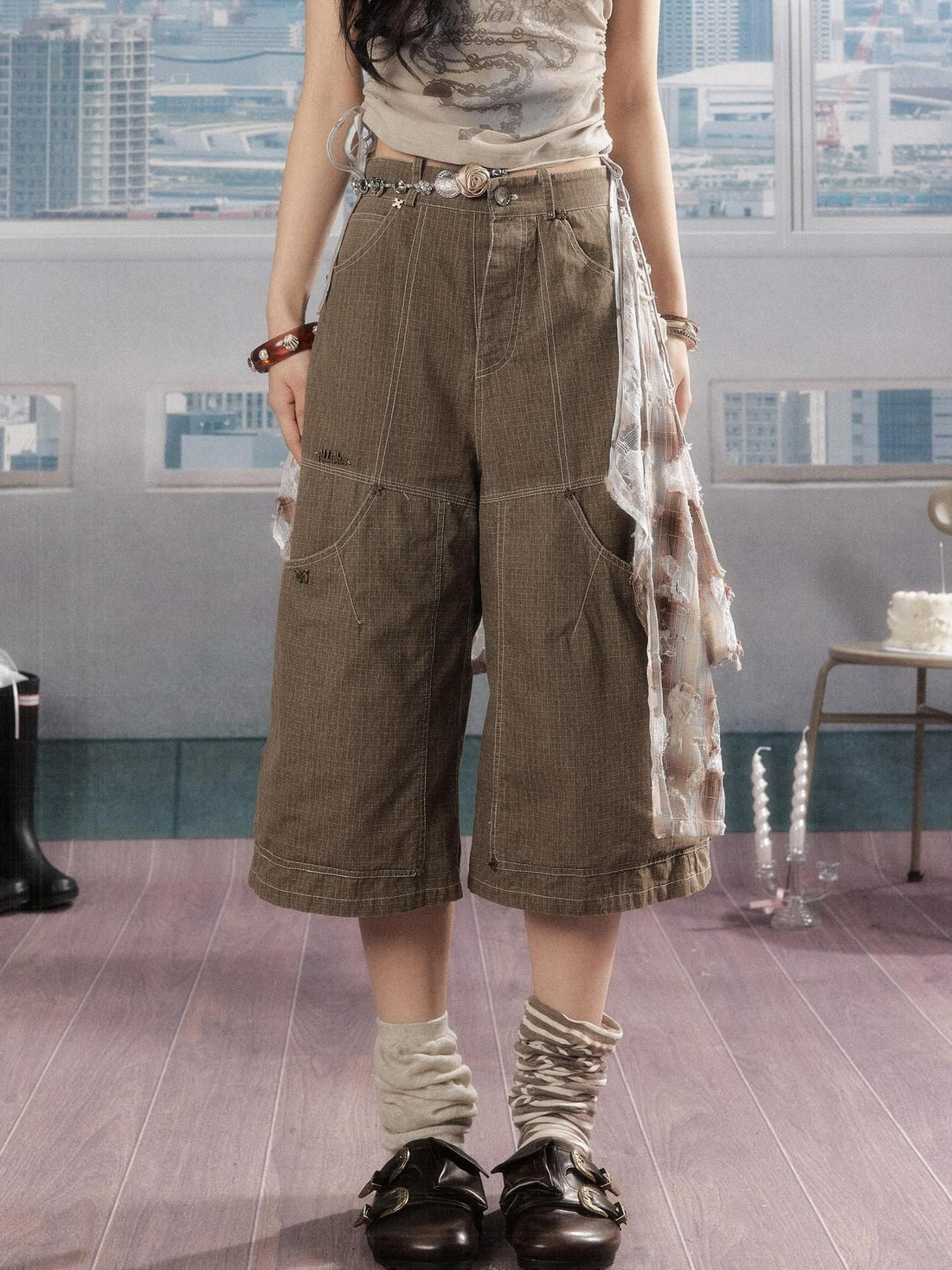ALL iN plan Lightweight Cotton Casual Wide Leg Natural Waist Khaki Pants