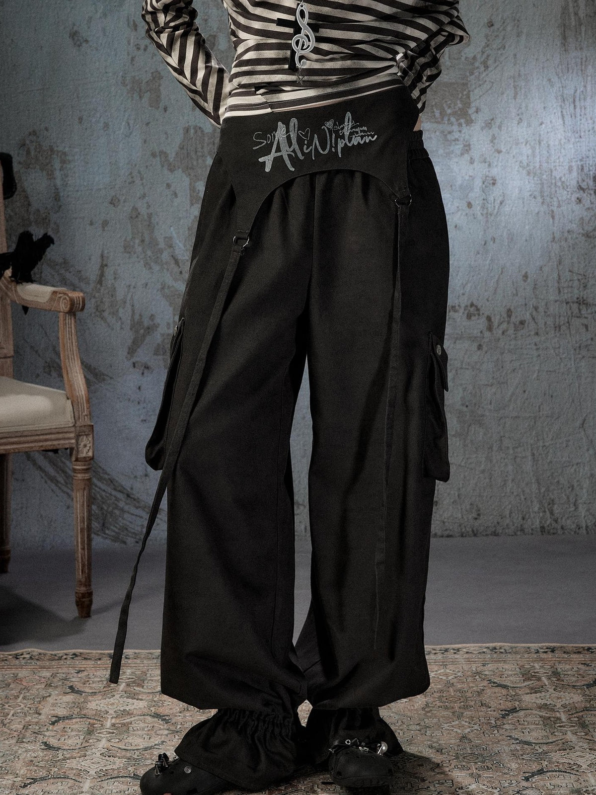 ALL iN plan Lightweight Double Waistband Tie Multiple Pockets Cuffed Women&