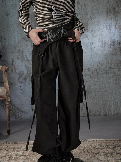 ALL iN plan Lightweight Double Waistband Tie Multiple Pockets Cuffed Women&