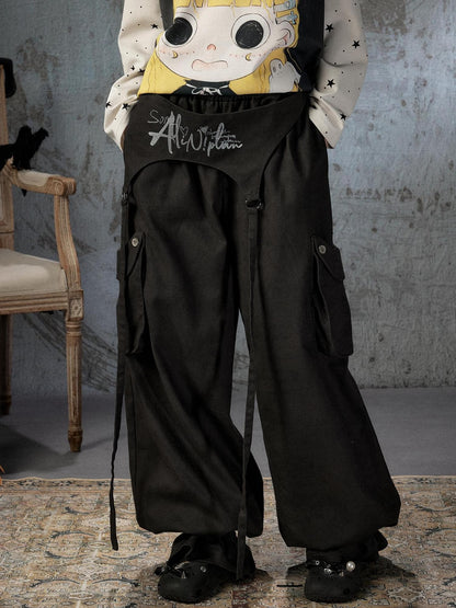 ALL iN plan Lightweight Double Waistband Tie Multiple Pockets Cuffed Women&