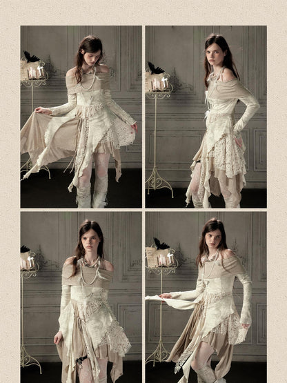 ALL iN plan Long Sleeve Spliced Halter Light Luxury Women&