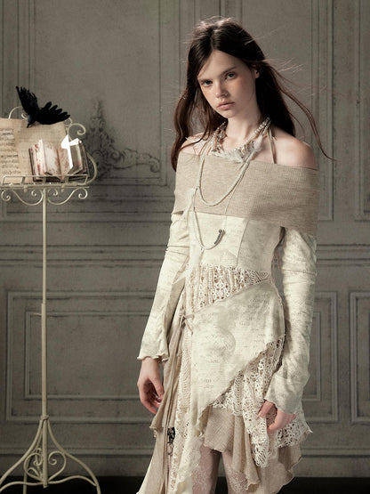 ALL iN plan Long Sleeve Spliced Halter Light Luxury Women&