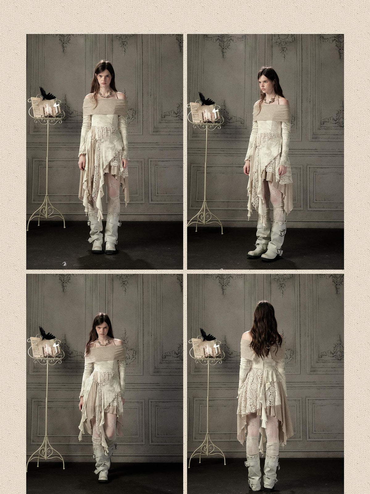 ALL iN plan Long Sleeve Spliced Halter Light Luxury Women&