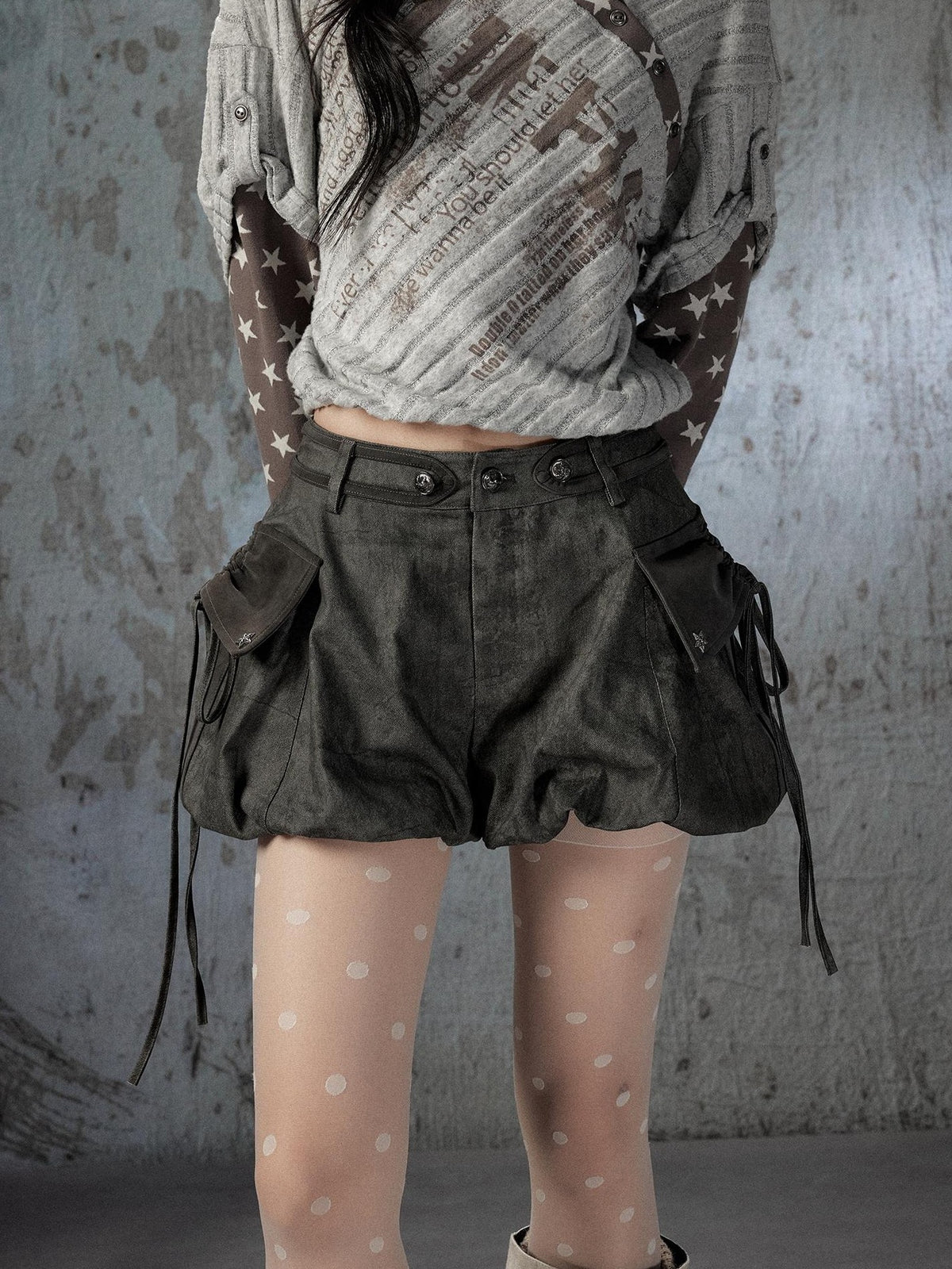 ALL iN plan Loose Fit Bubble Hem Cotton Women&